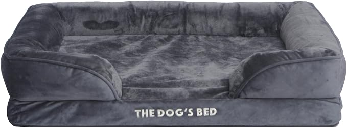 The Dog’s Bed Orthopedic Bolster Dog Bed Replacement Outer Cover - for CertiPUR-Certified Foam Beds, Flannel Fabric, Grey, Large by THEDOGSBALLS