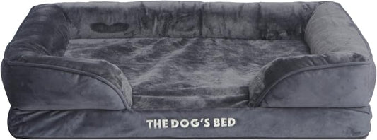 The Dog’s Bed Orthopedic Bolster Dog Bed Replacement Outer Cover - for CertiPUR-Certified Foam Beds, Flannel Fabric, Grey, Large by THEDOGSBALLS