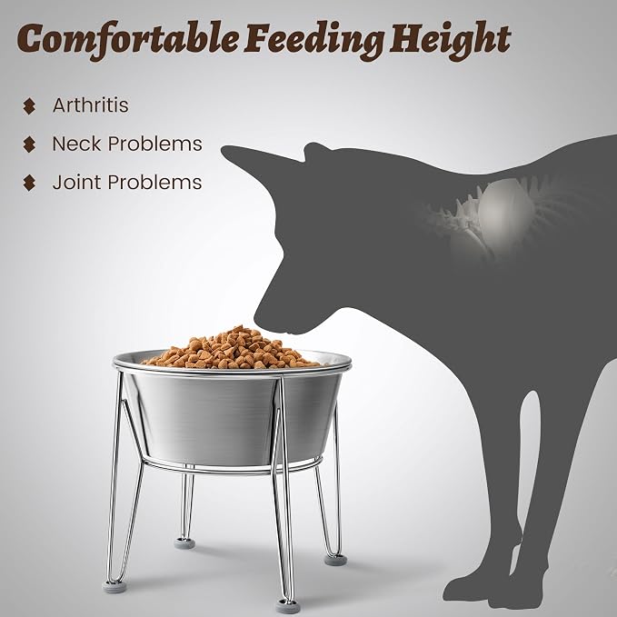 Elevated Dog Bowls for Large & Medium Dogs - Stainless Steel 64oz/8 Cup Raised Feeder with Non-Slip Base, Dual Food & Water Bowls 2-Pack - Image 4