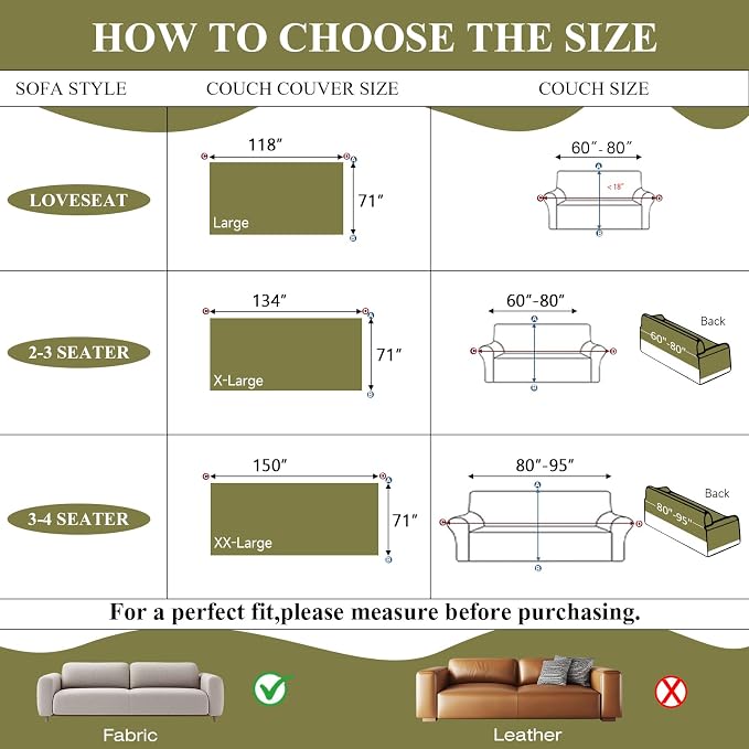 STACYPIK Modern Jacquard Sofa Cover for Dogs, Green Floral & Deer Couch Cover for 2 Cushion Couch, Washable Chenille Tassels Pets Furniture Protector, Aesthetic Throw Cover Blanket, Christmas-71X118IN - Image 3