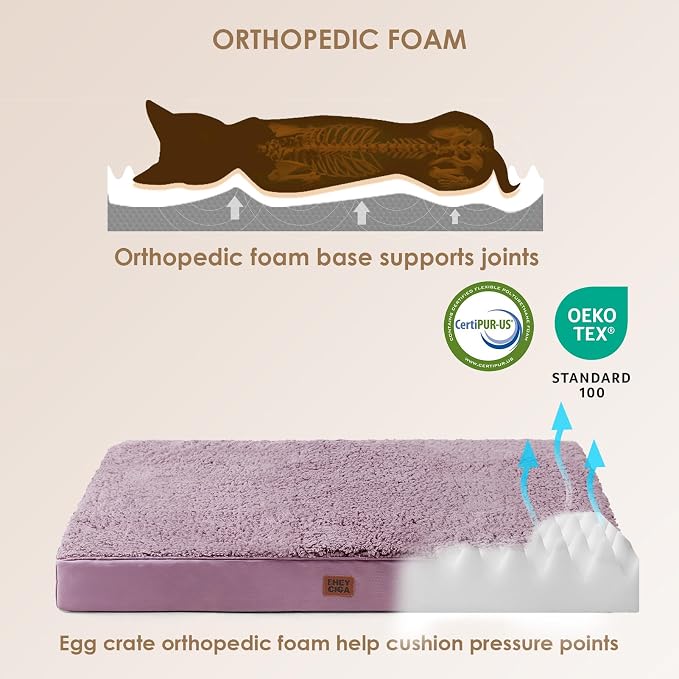 EHEYCIGA Orthopedic Dog Bed Extra Large with Removable Washable Cover, 41IN | Egg Crate Foam Support, Durable Oxford fabric, Non-Slip Bottom, Machine Washable, Soft Waterproof Plush Pet Bed Mat For Crate - Image 3