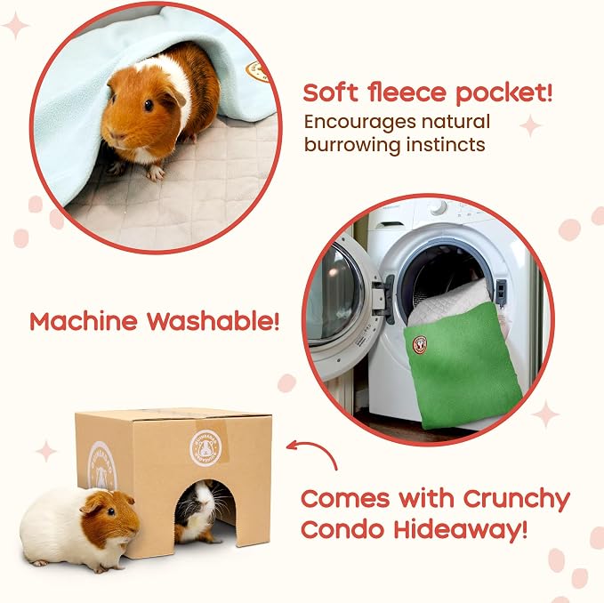 GuineaDad Original Liner - Yellow Fleece Guinea Pig Bedding - Reusable Guinea Pig Cage Liner - Extra Absorbent with Waterproof Bottom and Burrowing Pocket - Small Pet Supplies - 2x3 C&C - Image 4