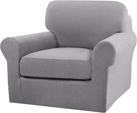 Turquoize 2 Piece Chair Covers Chair Slipcovers for Living Room Armchair Couch Cover Chair Sofa Cover with Individual Cushion Covers Furniture Cover for Chairs Feature Jacquard Fabric (Chair, Dove) by Turquoize