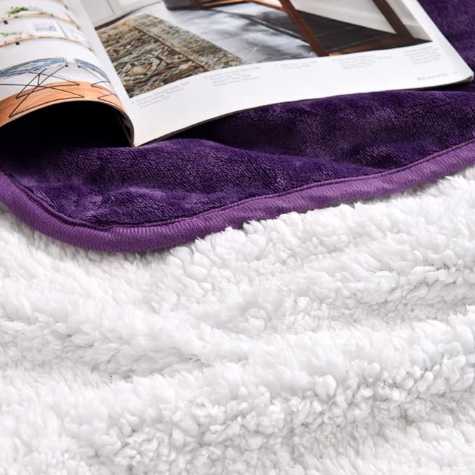 Waterproof Blanket for Bed Couch Sofa, Soft Liquid Pee Proof Pet Blanket for Dog Puppy Cat, Reversible Sherpa Fleece Furniture Protector (Dark Purple, 30x40 inches) - Image 4
