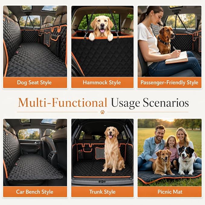 Back Seat Extender for Dogs,Dog Car Seat Cover for Back Seat with Hard Bottom Holds 500 lbs,Car Seat Protector,Waterproof Extender for Dogs,Dog HammockPet Bed for Full-Size Cars,SUVs, Small Trucks - Image 8