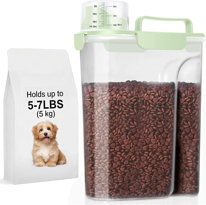 LEAWALK 5-7Lbs Dog Cat Food Storage Container with Upgraded Large Nozzle BPA-free, 4 Snap Seals Plastic Pet Food Storage Containers with Handles are Easy to Clean and Carry - Image 8