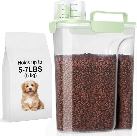 LEAWALK 5-7Lbs Dog Cat Food Storage Container with Upgraded Large Nozzle BPA-free, 4 Snap Seals Plastic Pet Food Storage Containers with Handles are Easy to Clean and Carry by LEAWALK