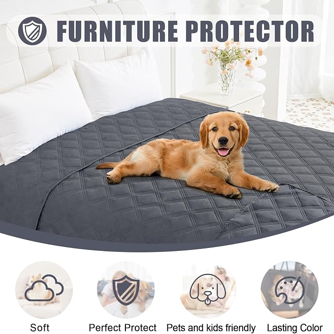 Smiry Waterproof Dog Bed Cover, Reversible Pet Blanket for Sofa Couch | Soft Washable Dog Blanket, Leakproof Couch Cover for Dogs Cats & Furniture Protection, 52x82, Dark Grey/Dark Grey - Image 8