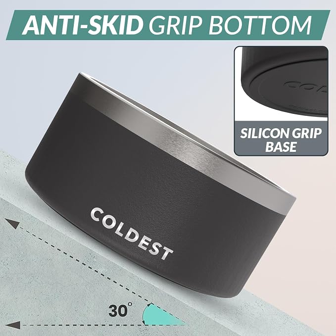 Coldest Dog Bowl - Anti Rust Metal, Non Slip, 3 Layers Insulated Stainless Steel Dog Bowls - Spill Proof & Heavy Duty - Water Bowl for Dogs, Cats & Pets, Dish Washer Safe (200 oz, Stealth Black) - Image 2