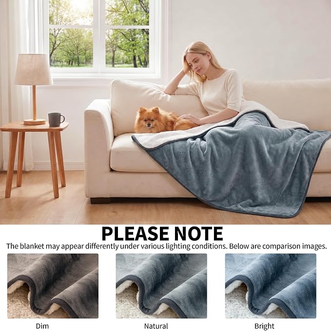 Sunheir Waterproof Dog Blankets for Medium Dogs - Puppy Blanket Washable for Couch Protection, Soft Sherpa Fleece Cat Throw Blanket to Prevent Urine Leaks & Protects Furniture 30"X 40", Grey - Image 3