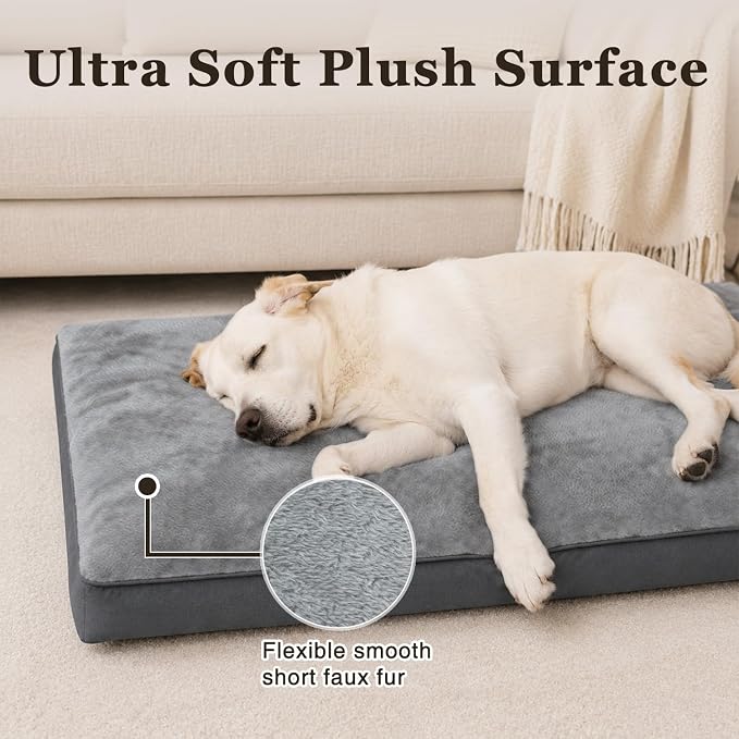 NUPIDA Waterproof Dog Bed for XXL Crate with Washable Cover, 47x29, Grey | TPU Waterproof Layer, Easy Clean Cover, Soft Plush Surface, Durable Oxford Fabric, Non-Slip Bottom, For Extra Large Breeds - Image 2