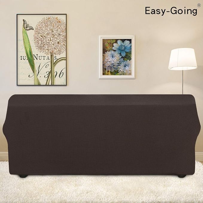 Easy-Going Stretch 4 Seater Oversized Sofa Couch Cover Chocolate | 1-Piece Extra X-large Sofa Cover Furniture Protector Couch Soft with Bottom for Kids, Spandex Jacquard - Image 3