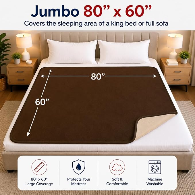 The Original Good-Time Brown/Beige Waterproof Blanket Jumbo 80x60 | 100% Leakproof for Messy Moments, Pets and Spills, Machine Wash & Dry - Image 8