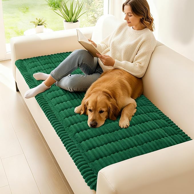 hyha Couch Cover for Dogs, Washable Non Slip Plush Flannel Sofa Protector | Thick Flannel, Silicone Anti-Slip Backing, Pet Hair & Scratch Protection, Fits Sofa & Loveseat (27.6" x 59") - Image 2