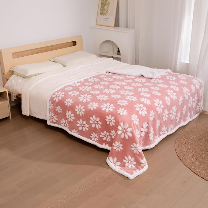 Cute Waterproof Blanket for Dog Cat or Adult, 60"x80", Pink | 3D Textured Flower Pet Blanket for Bed Couch Sofa, Soft Liquid Pee Proof Pet Furniture Protector - Image 6