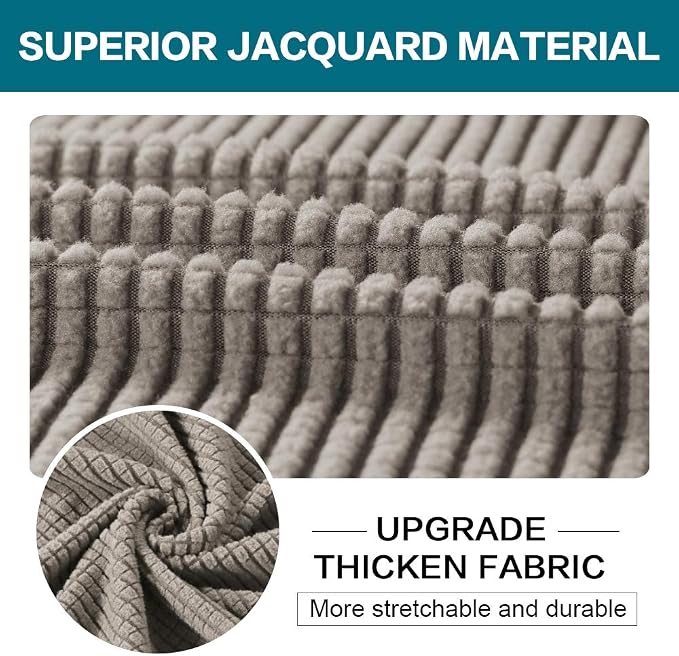 Turquoize 3 Piece Sofa Covers for 2 Cushion Couch Sofa Slipcover Soft Couch Cover for Dogs-Washable Sofa Furniture Covers with 2 Individual Cushion Covers Jacquard Fabric (2 Cushion Sofa, Taupe) - Image 3