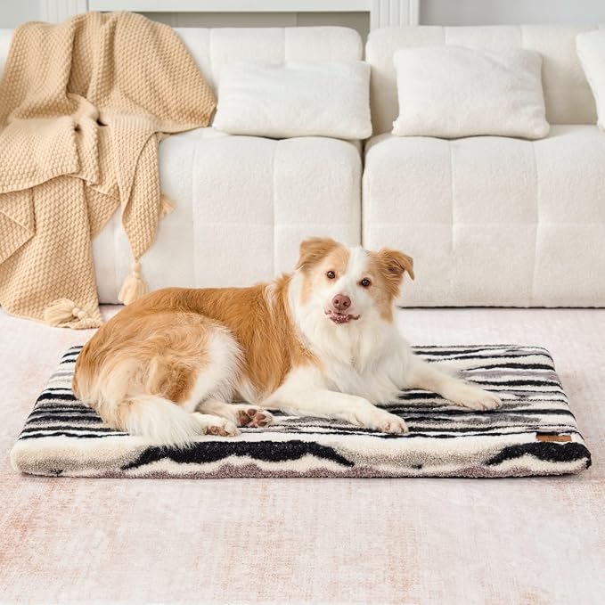 LIORCE Dog Crate Pad - Dog Bed Large Sized Dogs with Removable Washable Cover and Waterproof Lining - XL Memory Foam Pet Bed for Crate - Reversible Kennel Mat (Cool & Warm), 42-inch, Zebra by LIORCE
