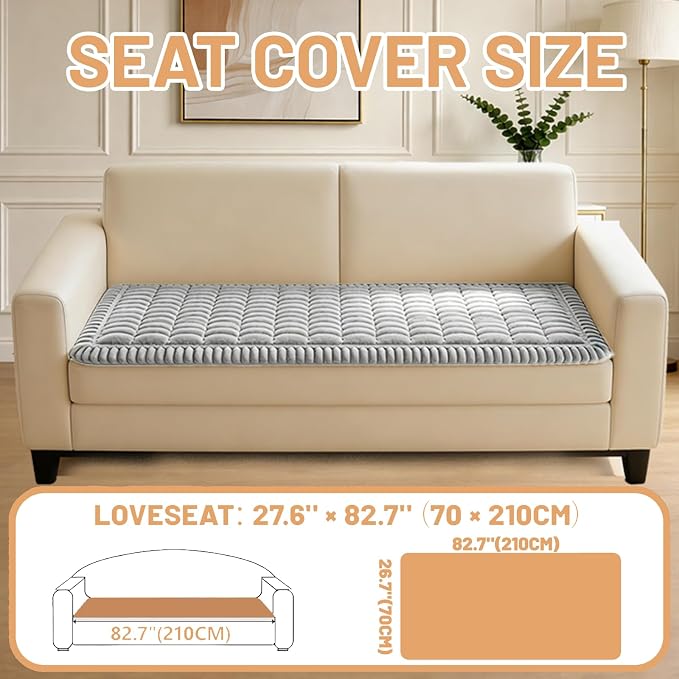 Waterproof Couch Cover for Dogs Washable,Nonslip Fuzzy Durable Pet Friendly | Soft Slipcovers for 3 Cushion Sofa Cover,Plush Thick Protector Fits Mat Bed Leather & Fabric Couches (Light Grey 27.6"x82.7") - Image 5