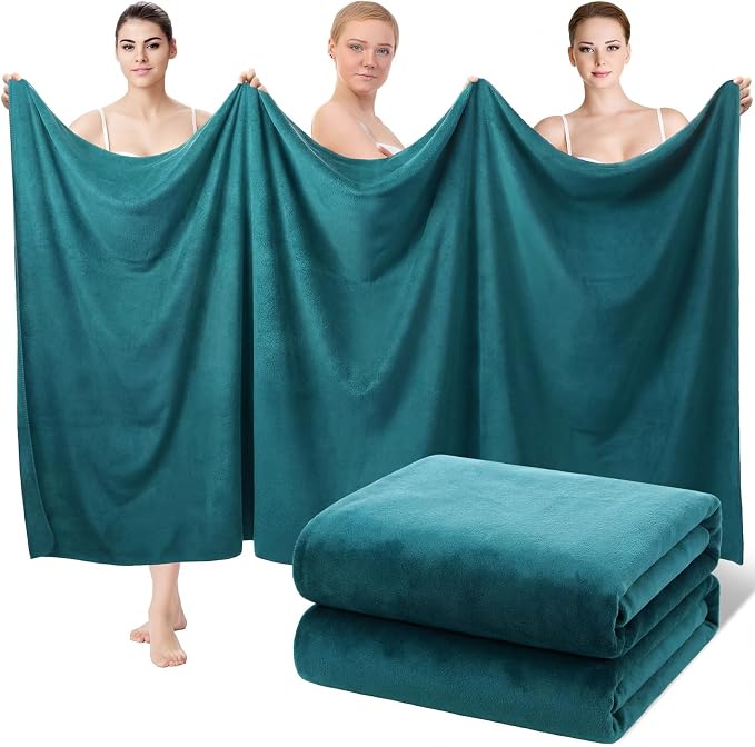 Mixweer 2 Pcs Oversized Bath Towels, 40 x 80 Inch Giant Microfiber Jumbo Bath Sheets Ultra Soft Bathroom Microfiber Quick Dry Absorbent Shower Towels for Spa Camping Beach (Sea Port) by Mixweer