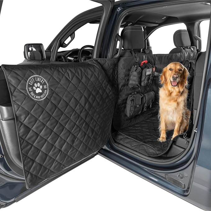 XL Floor Cover with Door Protection and Tactical MOLLE System - As Seen on Shark Tank - Fits Full-Size Crew Cab Trucks with Fold Up Seats, Waterproof & Machine Washable – XL Dog Hammock for Truck by RuffLiners