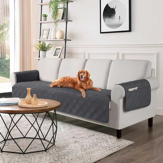 TAOCOCO Waterproof Oversized Sofa Covers for Pets Without Back Cover, Couch Seat Covers with Pocket for 4 Cushion Couches Washable Dog Couch Protector Sofa Slipcovers(Oversized Sofa, Charcoal Gray) by TAOCOCO