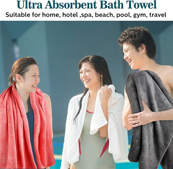 Mixweer 10 Pieces Bath Towel Set, Microfiber Coral Velvet Highly Absorbent Towels for Bathroom Body Shower Beach Travel, 28 x 55 Inches(Multicolor) - Image 6