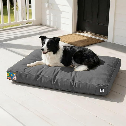 Sytopia 36 Inch Canvas Outdoor Dog Bed for Large Dogs, Durable Dog Bed with Waterproof Machine Washable Removable Cover, Indoor Patio Pet Pad for Crate, Dark Grey by Sytopia