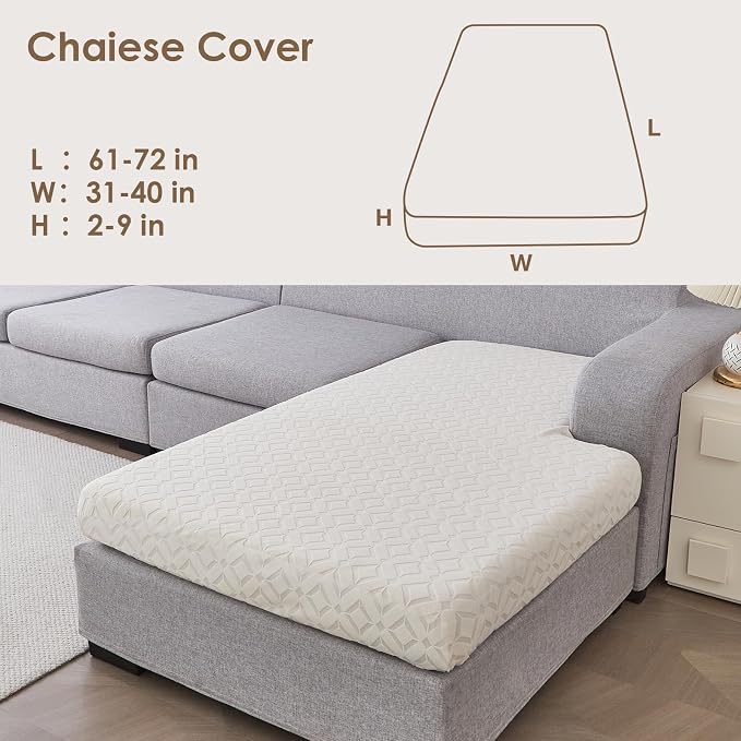 Genina Waterproof Sectional Couch Covers Non Slip Sofa Cushion Covers | L Shape Sectional Fit,Chaise Cover,Stretch Jacquard Fabric,Pet Hair & Scratch Protection,Furniture Protector,Washable - Image 5