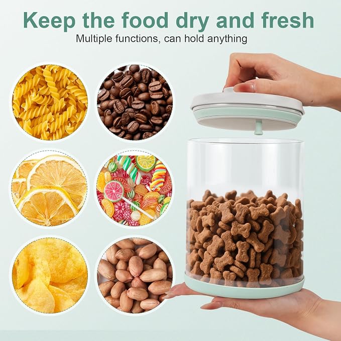 Dog Treat Container Airtight Jar 2.2Qt/2L, Glass Food Jars with One-Touch Lid for Dog or Cat Treats, Kibble, Snacks – Pantry Storage Canister for Kitchen or Countertop (2.2Qt - 2L) - Image 7