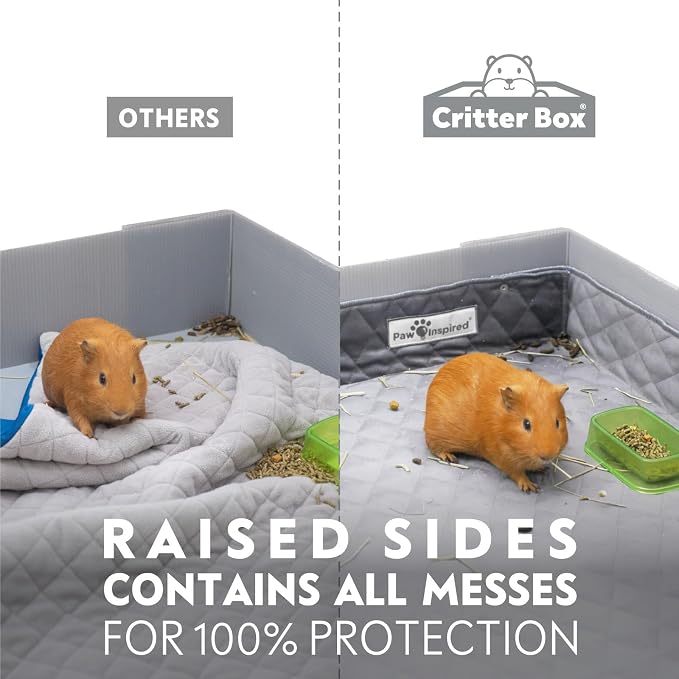 Paw Inspired Critter Box Cage Liner, Raised Sides, C&C 2x5 Size | Washable Fleece Bedding for Guinea Pigs Rabbits, Hamsters, Small Animals, Edge Protected Pee Pads - Image 3