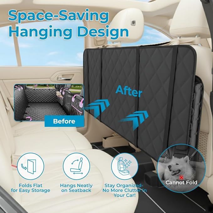 World Trip Dog Car Seat Cover for Back Seat, Hard Bottom 450 LB, 2026 Upgraded Oxford Fabric, Back Seat Extender for Dogs, Mesh Window, Waterproof Scratchproof, Extra Hair Glove, Fits Cars SUVs Trucks - Image 8