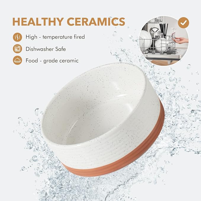 Havniva Elevated Dog Bowls, Ceramic Raised Dog Bowl with Stand | 6.1” Dog Food Bowls Elevated, Dog Food and Water Bowl Set, Non-Slip Acacia Wood Stand, Small Dogs Bowl, 3.4 Cups 27 oz - Image 5