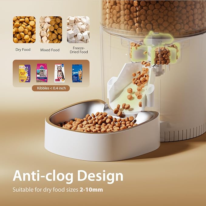 IMIPAW Automatic Cat Feeder, 3L Timed Pet Dry Food Dispenser with Clog-Free Design, Auto Feeder for Cats, 1-6 Meals Per Day, Desiccant Bags, with Stainless Steel - Image 4