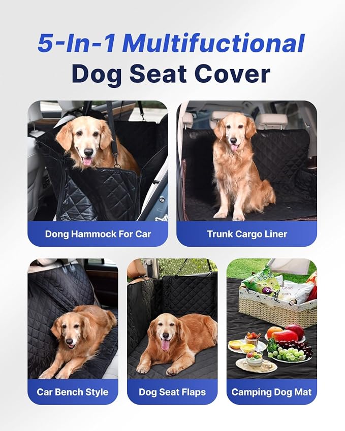 pettycare Dog Car Seat Cover for Back Seat, 600D Heavy Duty Waterproof & Scratch-Resistant for Car with Side Flap, Pet Back Seat Covers for Car with Seatbelt Black. - Image 6