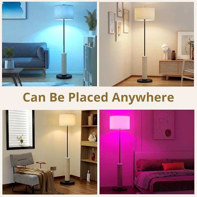 61 Inches Cat Scratching Post, Floor Lamp,Durable Natural Sisal and Heavy Duty Base,Suitable for Living Room Bedroom Dining Room Kitchen - Image 4