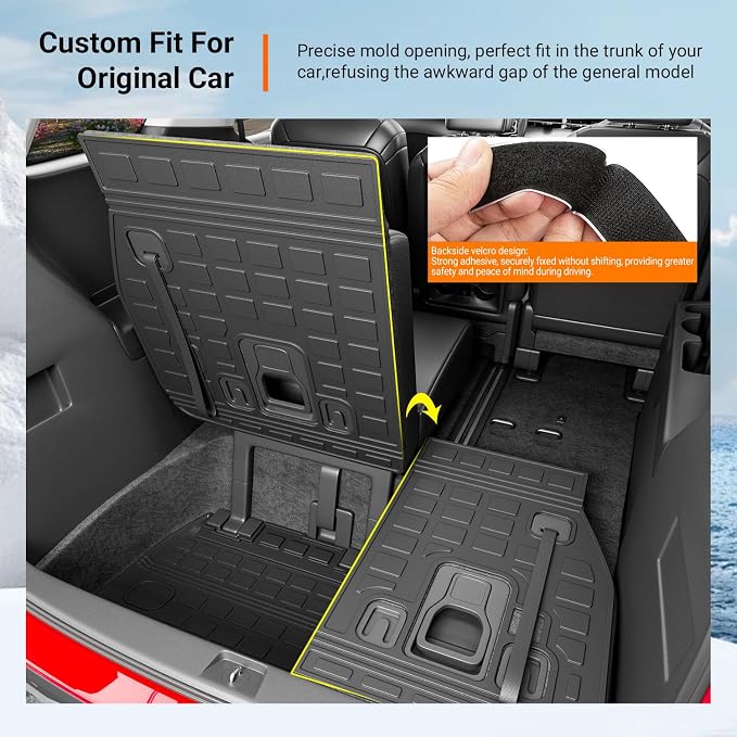 powoq Cargo Mat Compatible with 2022-2026 Kia Carnival Cargo Liner Rear Backrest Mat All Season Protection Replacement for 2022-2024 2025 2026 Kia Carnival Accessories (Trunk Mat+Backrest Mats) - Image 2