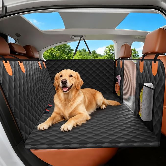 Dog Seat Cover for Back Seat,Hard Bottom Car Seat Cover for Dogs | Back Seat Extender for Dogs Holds 500lbs,Waterproof Rear Seat Pet Cover,Dog Hammock Travel Accessories for Car,SUV,Truck by Unknown