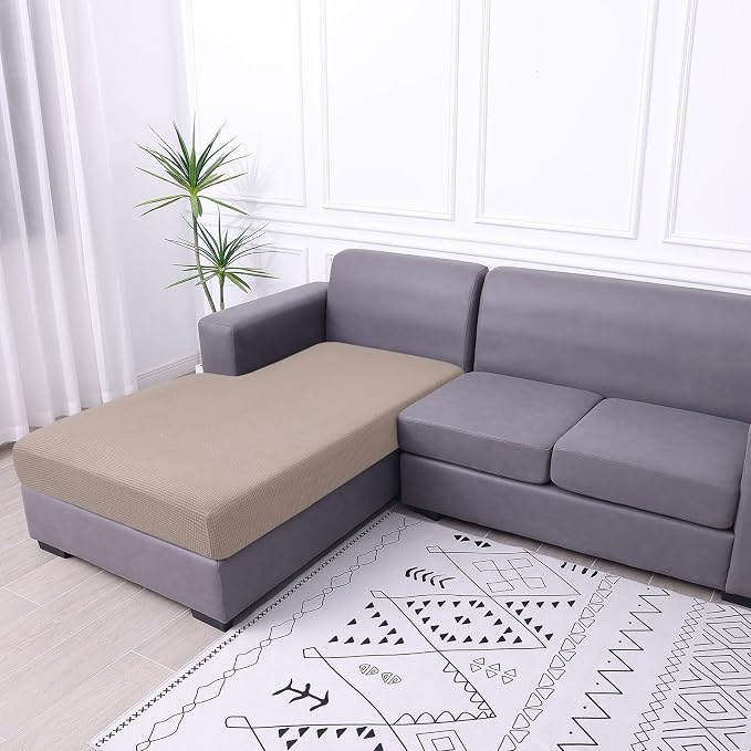 hyha Waterproof Sectional Couch Covers, Non Slip Sofa Cushion Covers | L Shape Sectional Fit, Stretch Jacquard Fabric, Elastic Bottom, Waterproof Protection (1 Piece for Chaise) - Image 7