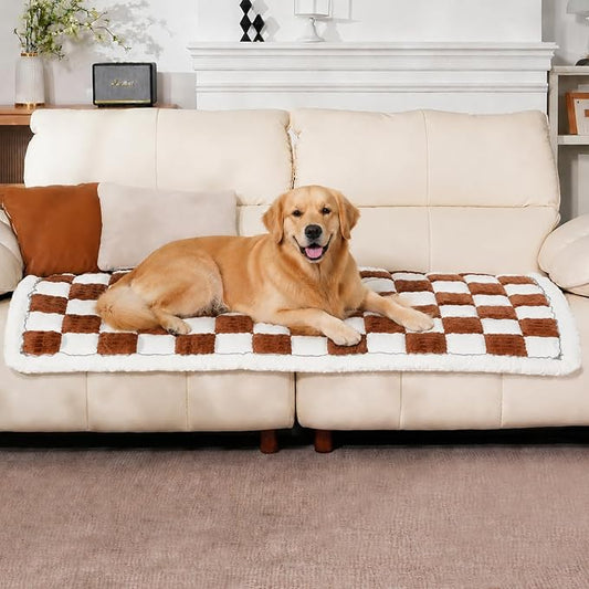 Pet Couch Cover for Dogs & Cats, Soft Flannel Non-Slip Couch Sofa Cover Protector, Dog Bed Sleeping Mat, Washable Reversible Anti-Slip Dog Bed for Small Medium Large Pets(27.6X70.86,Brown) by AMZWISE