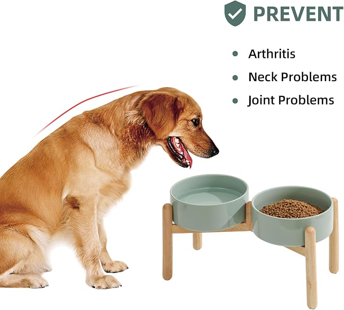 Havniva Elevated Dog Bowls Ceramic Dog Bowls with Stand, Dog Food Bowl | 8.3” Raised Dog Bowls with Non-Slip Wood Stand, Dog Food and Water Bowl Set, Double Dog Feeding Bowls for Large Dogs - Image 5