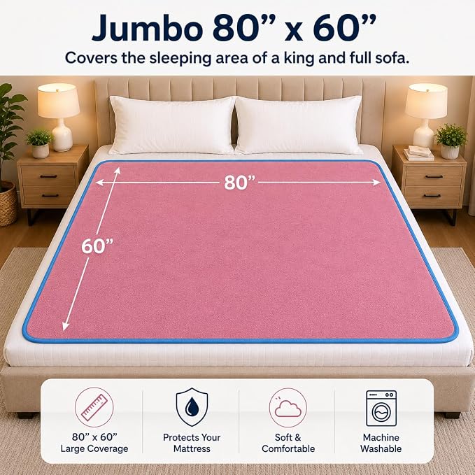 The Original Good-Time Pink/Blue Waterproof Blanket Jumbo 80x60 | 100% Leakproof for Messy Moments, Pets and Spills, Machine Wash & Dry - Image 8