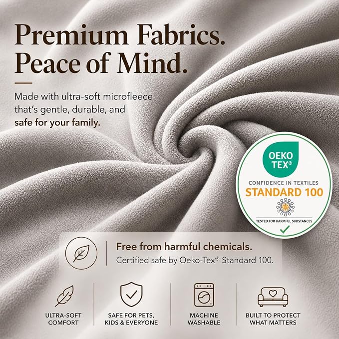 Mambe 100% Waterproof Furniture Cover for Dogs & Cats, Incontinence Protector for Bed Sofa Couch Recliner, Soft Washable Microfleece Blanket, 70x120, Chocolate-Cappuccino - Image 4