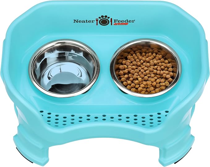 Neater Feeder Deluxe Mess-Proof Elevated Dog Bowls for Small Dogs (Up to 19 lbs), 2 Height Adjustable (6” & 7.5”) No-Spill Raised Dog Bowl Stand, Stainless Steel Food Bowl Set, Made in USA, Aquamarine - Image 8