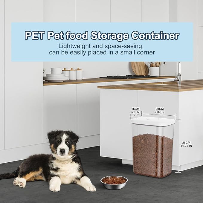 LEAWALK 5-8 Lbs/6Qt Airtight Dog Cat Food Storage Container and Pet Storage Bin BPA-Free, PET Clear Stackable Dog Treat Containers Measuring Scoop Suitable for Dogs Food, Cats Food and Other Dry-2Pack - Image 5