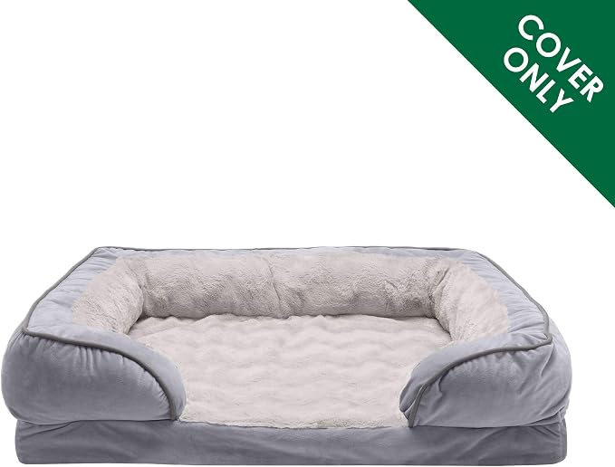 Furhaven Replacement Dog Bed Cover Perfect Comfort Plush & Velvet Waves Sofa-Style, Machine Washable - Granite Gray, Jumbo Plus (XX-Large) - Image 2