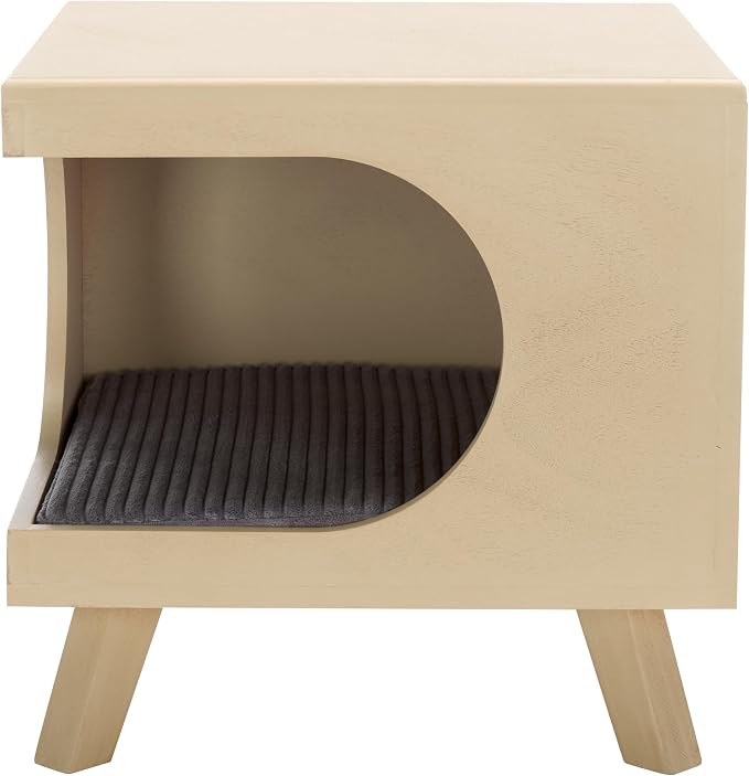 SAFAVIEH Home Collection Bean Mid-Century Natural Square Covered Cave Small Pet Cat Bed (Fully Assembled) - Image 8