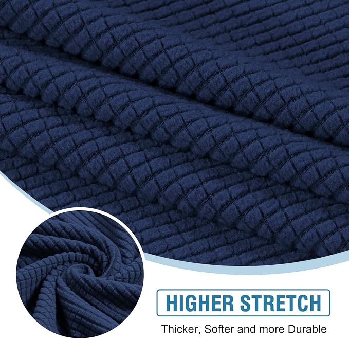 H.VERSAILTEX Sectional Couch Covers 4 Pieces Sofa Seat Cushion Covers L Shape Separate Cushion Couch Chaise Cover for Both Left/Right Sectional Couch (Seat Only: 1 Chaise + 3 Sofa, Navy) - Image 5