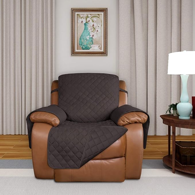 PureFit Reversible Recliner Chair Covers Couch Covers for Dogs, 28 in | Chocolate/Chocolate, Water Resistant Couch Protector, Washable Pet Couch Cover with Non Slip and Elastic Straps For Kids - Image 2