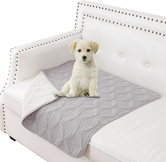 Waterproof Couch Cover for Dogs - Washable Pets Furniture Protector | TPU Leak-Proof Liner, Lightweight & Reversible, Fits Chair, Sofa, Bed, 30" x 30" , Lightgrey/Cream by TuffeelHome