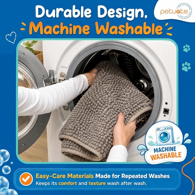 Pet 2-in-1 Dog Towel & Mat – Transforms from Drying to Bath Mat, Ultra Soft, Absorbent & Quick-Drying, Machine Washable Dog Towels with Detachable Non-Slip Mat and Hand Pockets (Medium) - Image 8